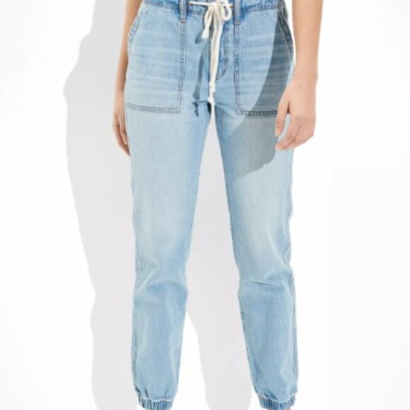 American Eagle Blue Cozy Next Level Stretch Jogger Jeans, Size 0 - Picture 4 of 4